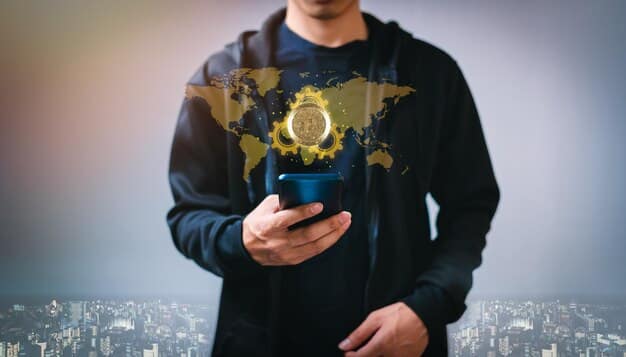 A person holding a magnifying glass over a world map, with abstract connections representing trade routes. The image should convey a sense of analysis, complexity, and forecasting global economic trends.
