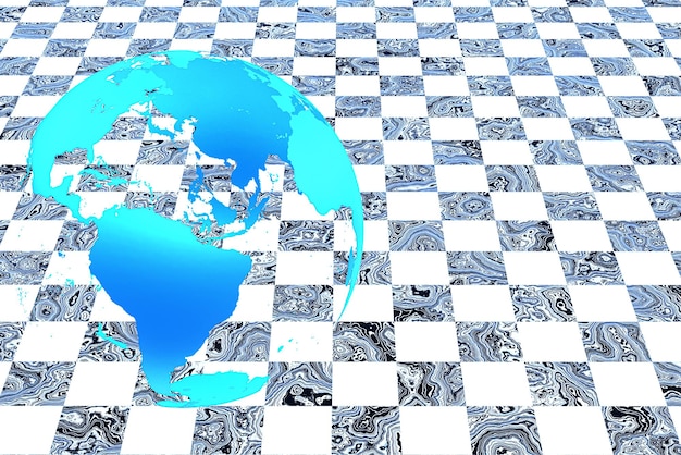 A chessboard with various economic pawns representing global trade, inflation, and policy decisions, highlighting the complexity and strategic nature of economic forecasting.
