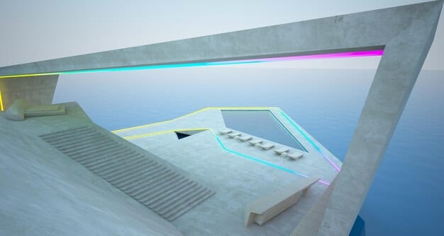 A detailed render of a futuristic city bridge, with sections subtly glowing where self-healing concrete is actively mending microscopic cracks, illustrating resilient infrastructure. The city skyline is visible in the background.