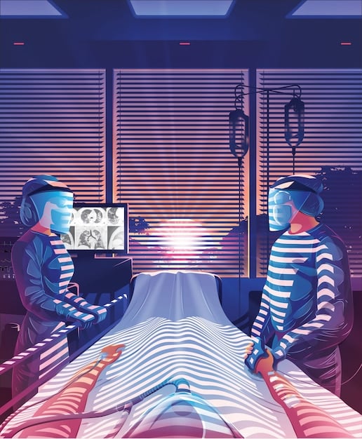 Medical professionals discussing patient charts with a backdrop of a hospital intensive care unit, illustrating the critical need for new treatments.