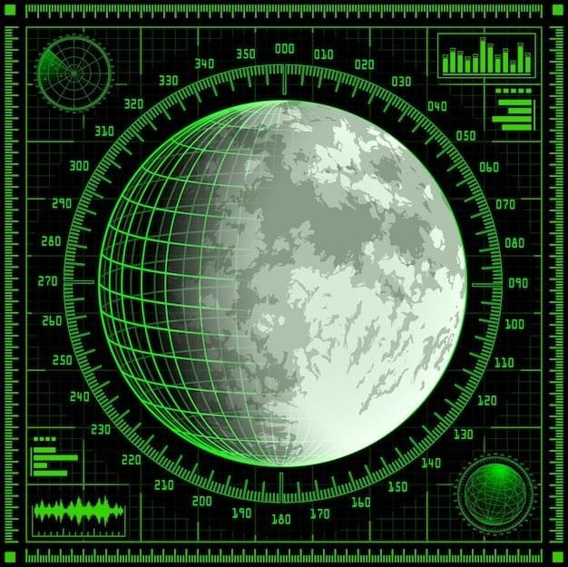 A detailed diagram showing the Earth, Moon, and a trajectory of a Near-Earth Object (NEO) being tracked by an observatory on Earth, with data streams flowing to a central NASA control room visual.