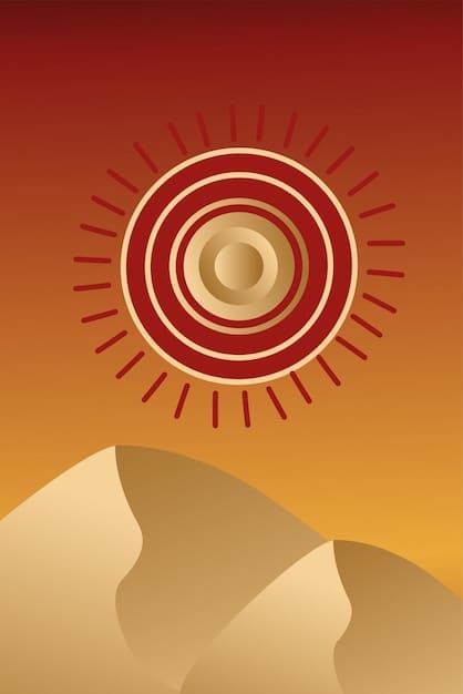 An intricate petroglyph depicting concentric circles and radiating lines, possibly representing a sun symbol or a celestial map, found on a desert rock face.