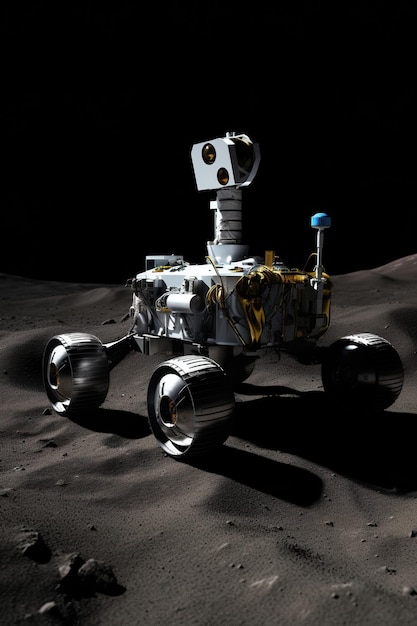 An artist's concept of robots 3D-printing a lunar habitat using lunar regolith. The robots are shown working in a coordinated manner, layering the regolith to form the walls of the habitat. Highlights 