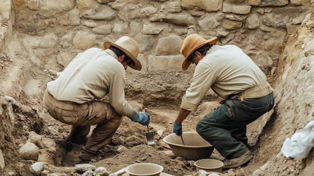 Close-up shot of a team of archaeologists carefully excavating a colonial-era site in Jamestown, Virginia. The image focuses on the delicate process of uncovering artifacts, such as pottery shards, tools, and remnants of early dwellings. The lighting is soft, highlighting the textures and details of the unearthed objects, symbolizing Unearthing America's Past: How New Archaeological Discoveries in 2025 Could Rewrite US History.