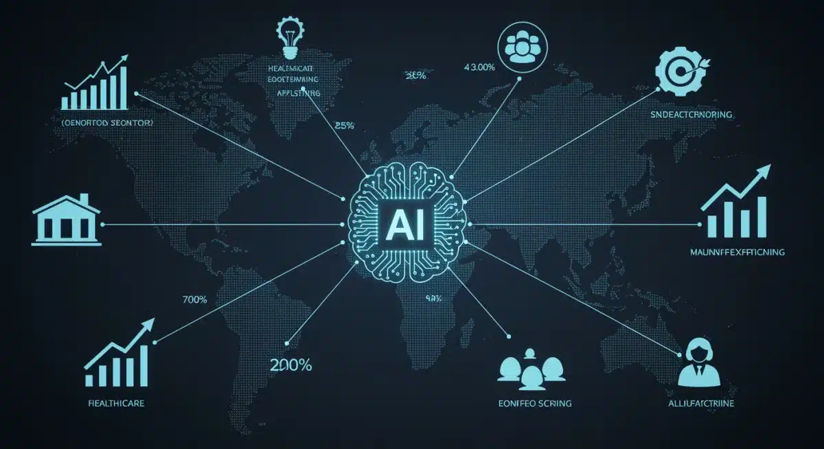 Infographic illustrating AI's diverse impact across multiple economic sectors