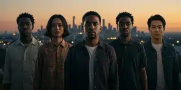 Five influential celebrities standing together, symbolizing their collective power over public opinion in 2025.