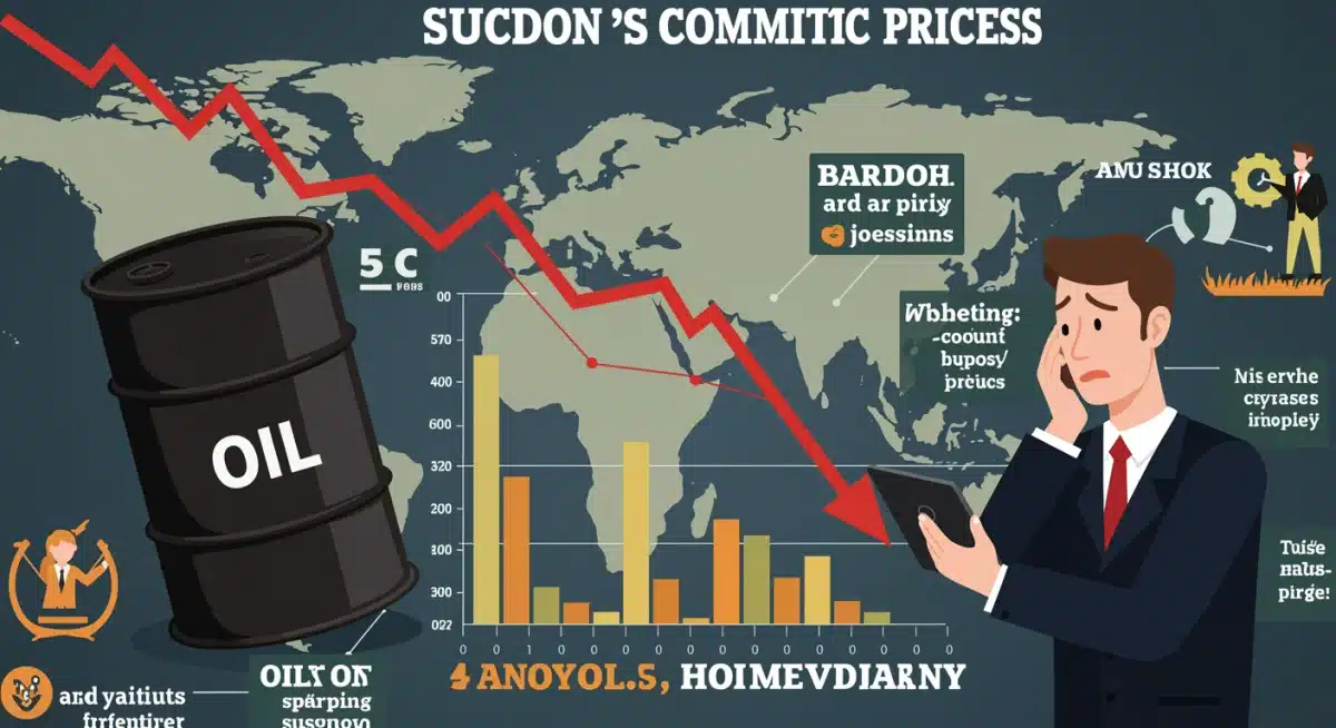 Graphic depicting plummeting commodity prices and a concerned investor, illustrating market volatility.