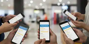 Consumers actively checking product reviews on mobile devices