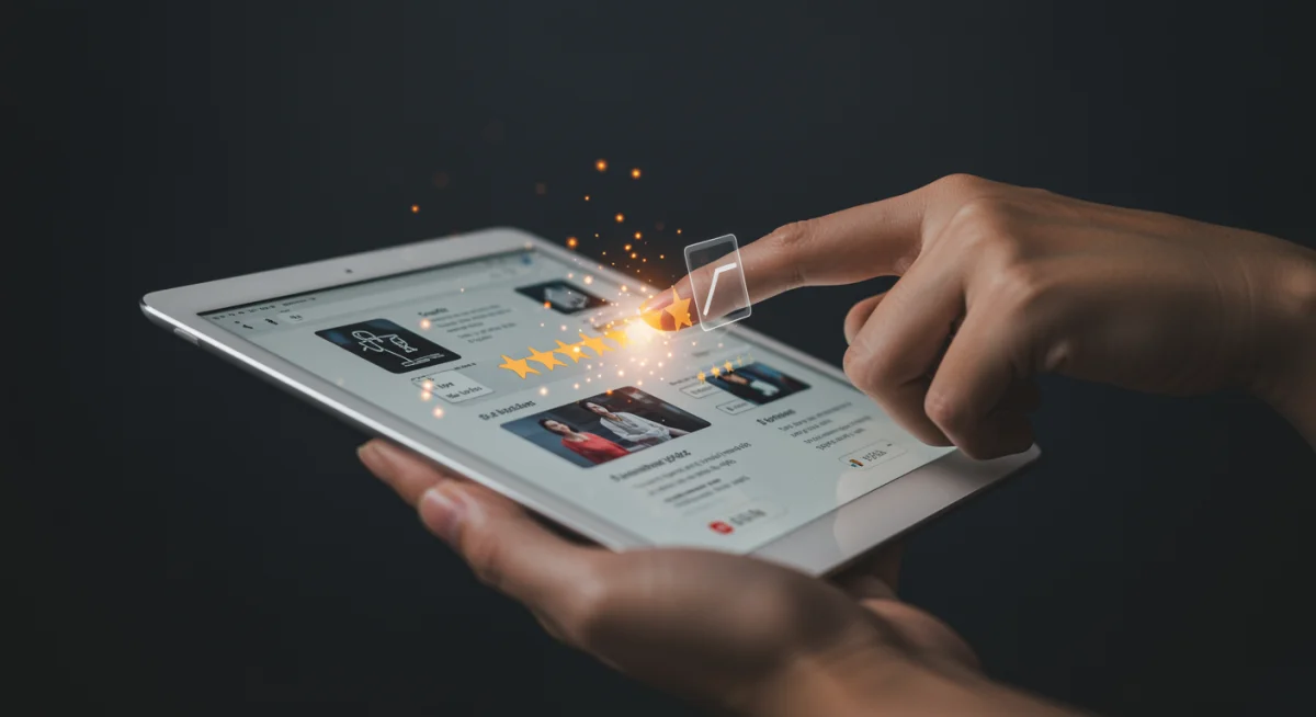 Detailed view of a positive online product review with five stars