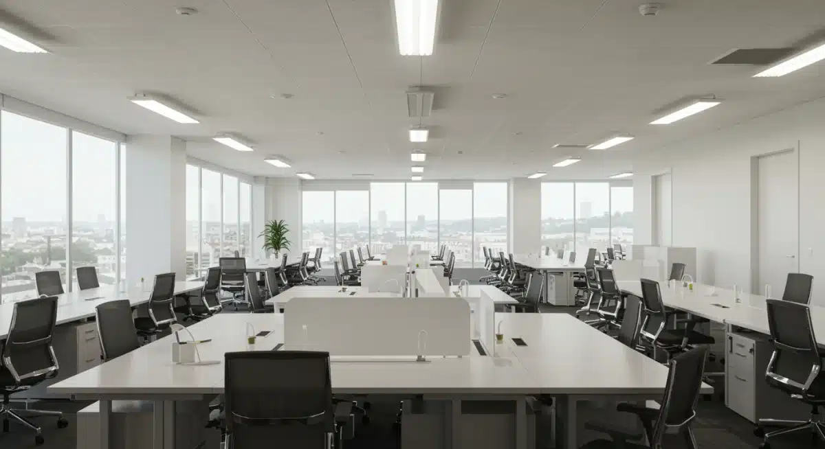 Empty modern office space reflecting remote work trends