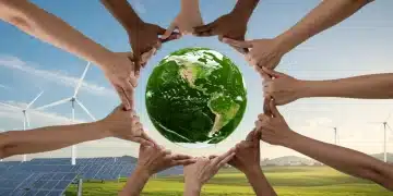 Global leaders collaborating on environmental policy, symbolizing a new world order's impact on US environmental strategies.