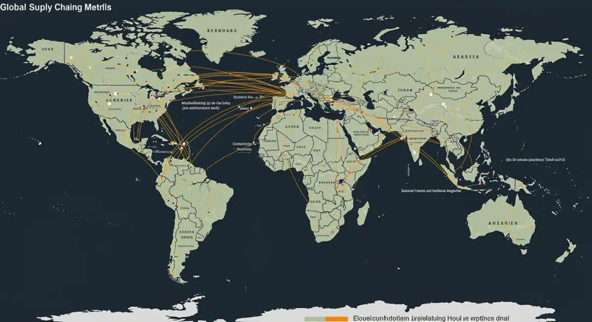 Global supply chain re-routing metrics visualization