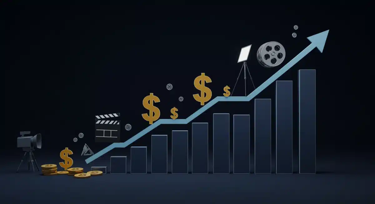 Financial chart illustrating the upward trend in Hollywood actor earnings and industry growth.