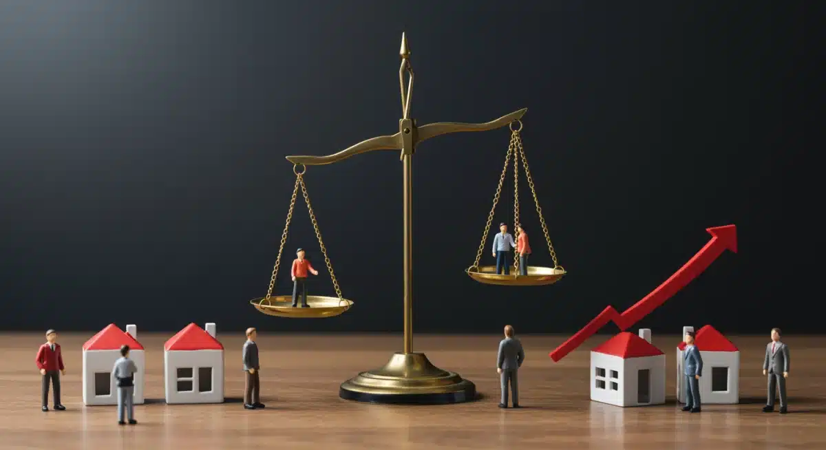 Illustration of real estate supply and demand imbalance, showing high buyer interest and low housing inventory.