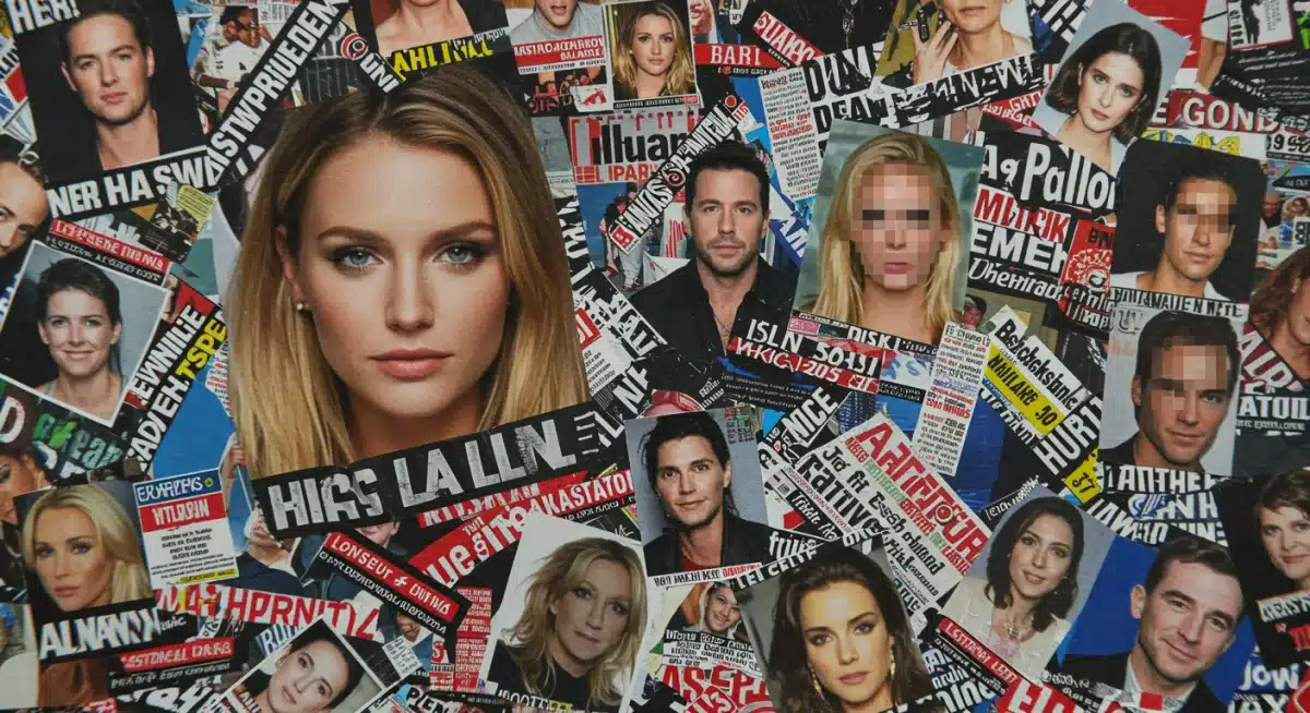 Media whirlwind surrounding celebrity scandals, blurred headlines and public scrutiny