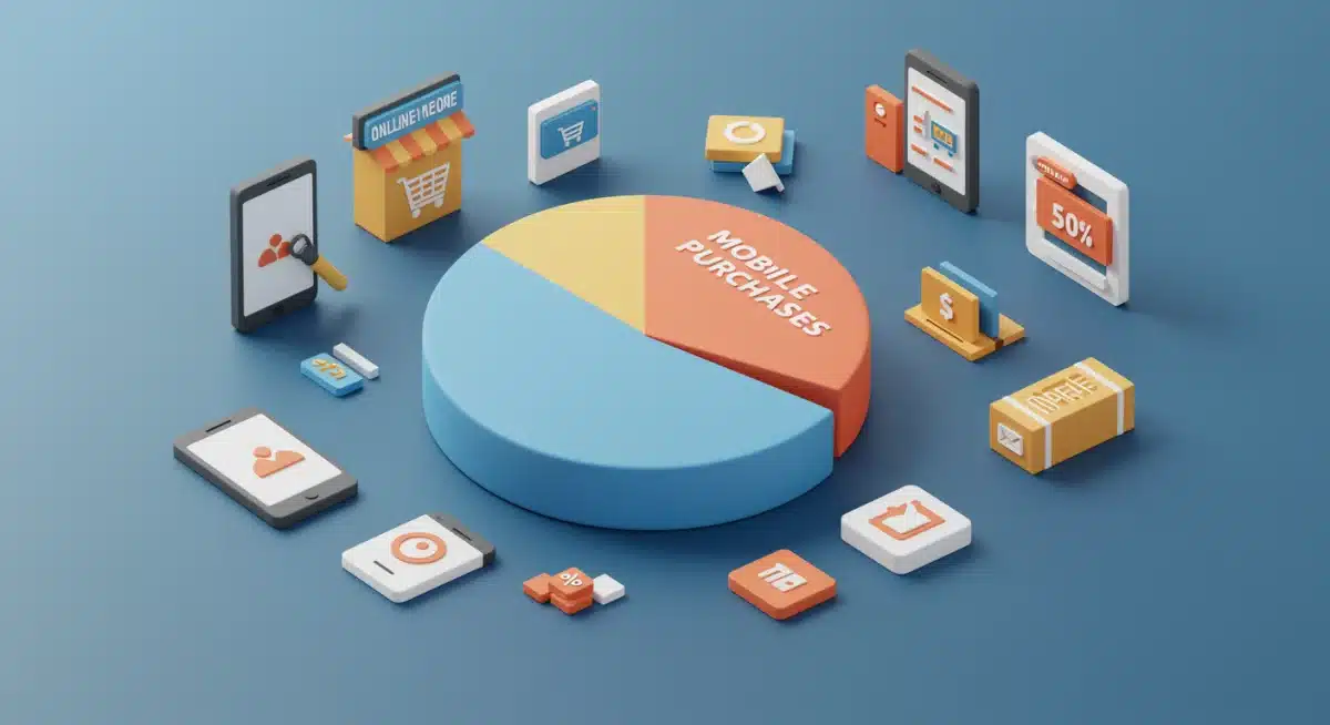 Infographic illustrating that over 50% of U.S. online purchases are made on mobile devices.