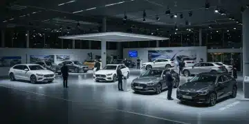 Modern showroom with electric and hybrid cars