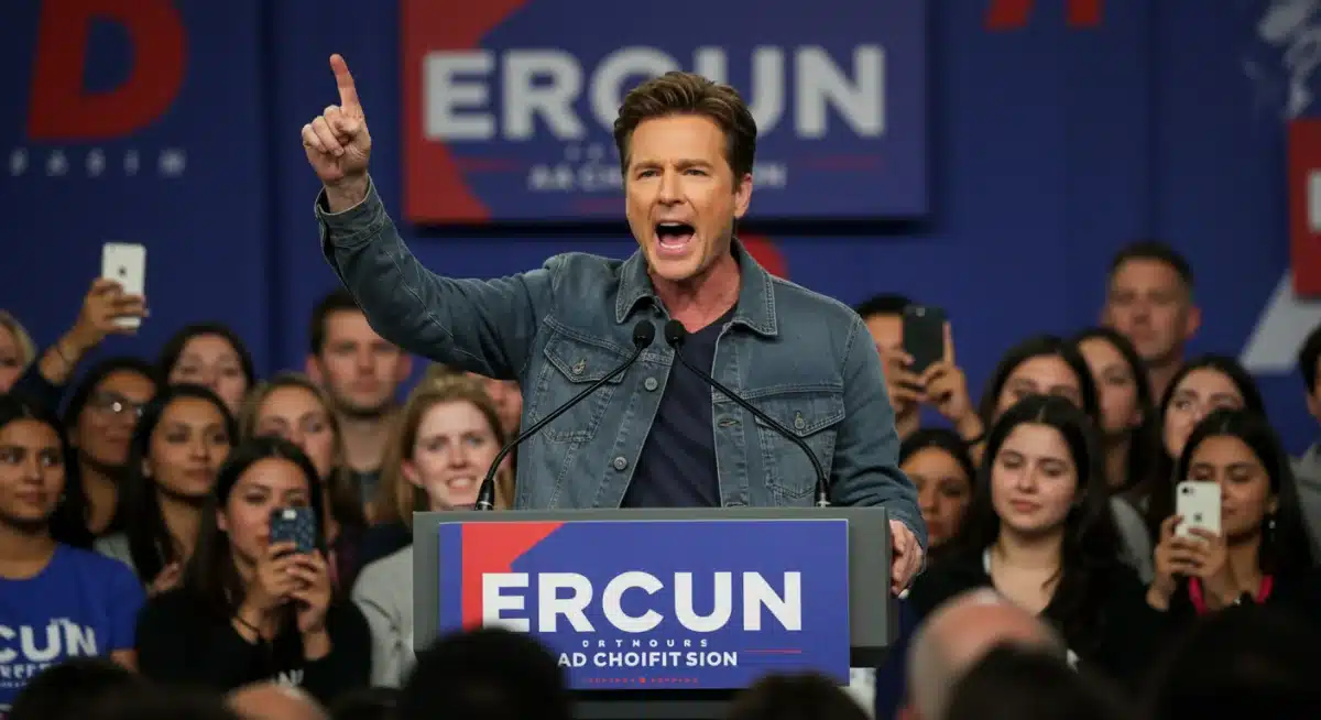 Performer endorsing a political candidate at a rally