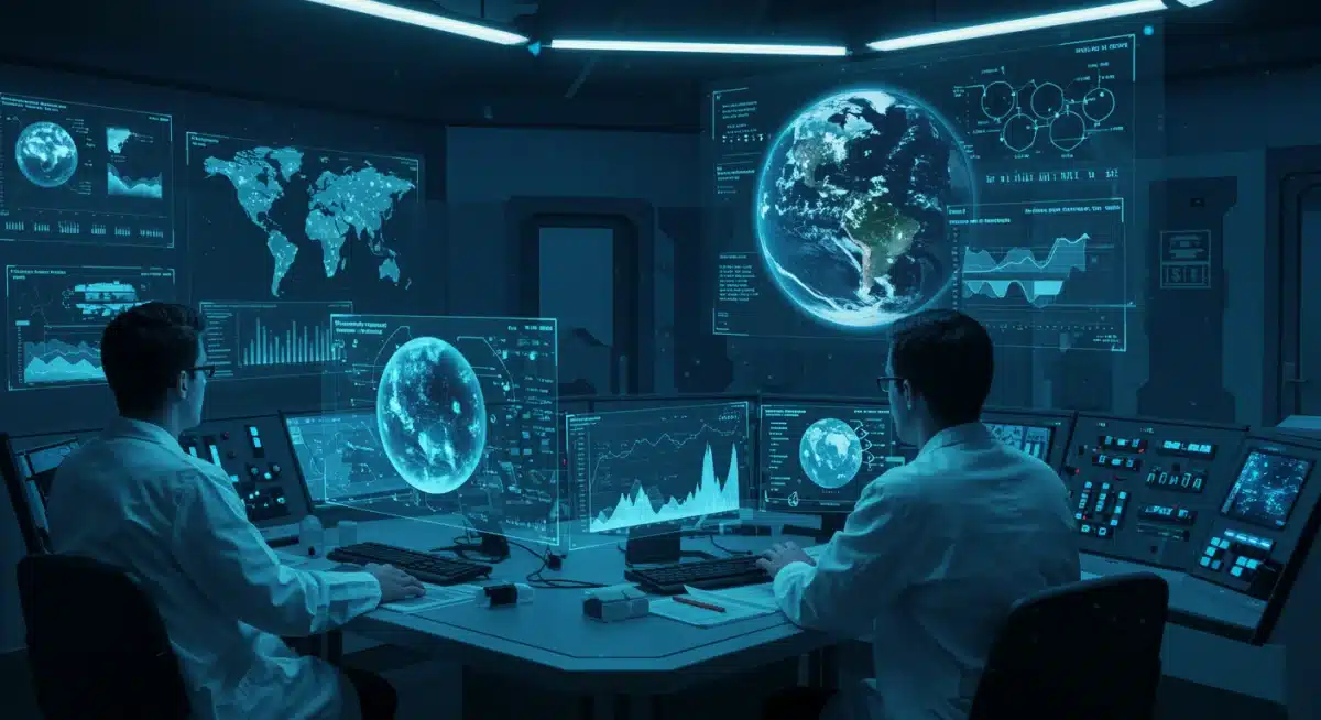 Scientists analyze exoplanet data for resource allocation and climate modeling.