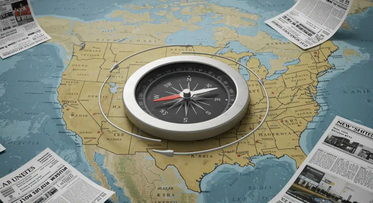 Erratic compass symbolizing unpredictable policy changes across the US