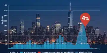 Graph showing US unemployment rate consistently below 4%