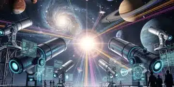 Advanced telescopes observing distant galaxies and exoplanets, symbolizing the 2026 astronomical discoveries.
