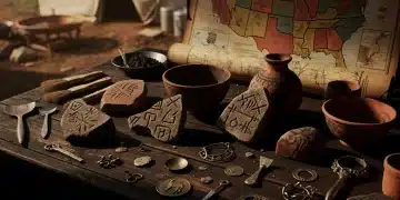 Collection of ancient artifacts found in the US, challenging historical timelines