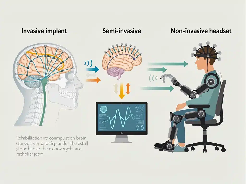 Diagram illustrating various types of BCI devices for medical use
