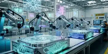 Futuristic US manufacturing plant with nanotech integration