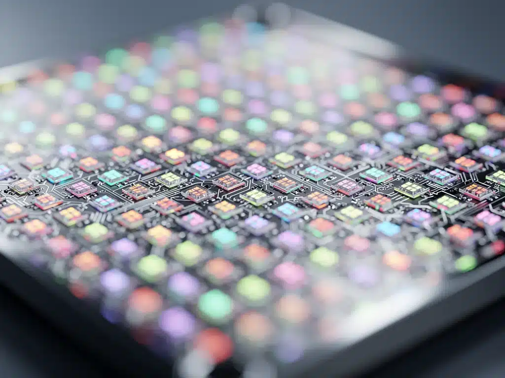 Close-up of Micro-LED display pixels showcasing intricate lighting.