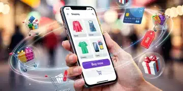 Person making an online purchase on a smartphone, indicating mobile commerce dominance