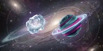 Artistic rendering of two new celestial objects discovered in 2026, glowing against a cosmic background, symbolizing a major astronomical breakthrough.