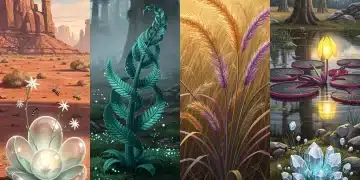Illustration of five recently identified plant species in diverse US environments.