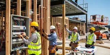 Skilled trades professionals on a construction site, symbolizing low unemployment