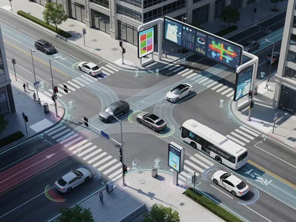 Smart traffic management system with road sensors and real-time data