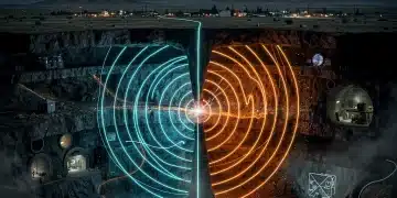 Stylized representation of seismic waves and potential underground structures in the US